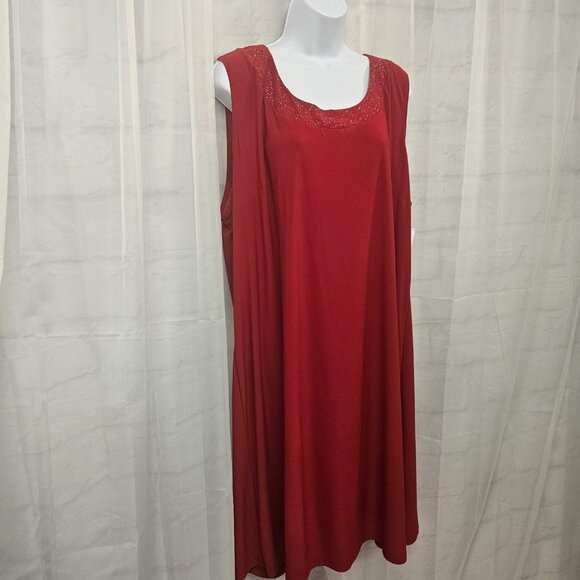 NWT R&M Richards Red Glittery Sheer Formal Romantic Mature Dress and Jacket 22W - Picture 3 of 16